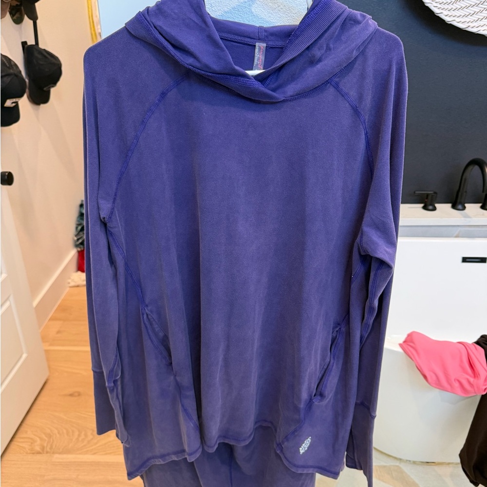 Free people movement purple hooded high low tunic